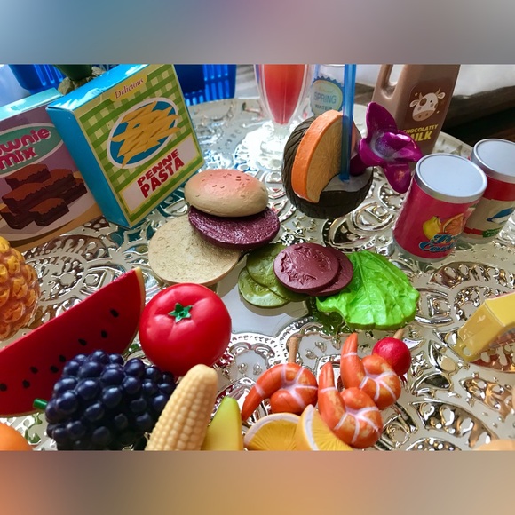 WALMART Mini Shopping Basket Hand Cart & Pretend Play Food American Doll Size - Picture 7 of 15